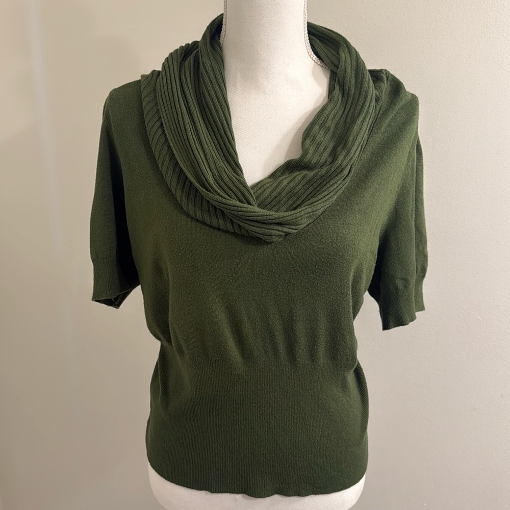 Apt 9 Cowl Neck Sweater XL Short Sleeve Green